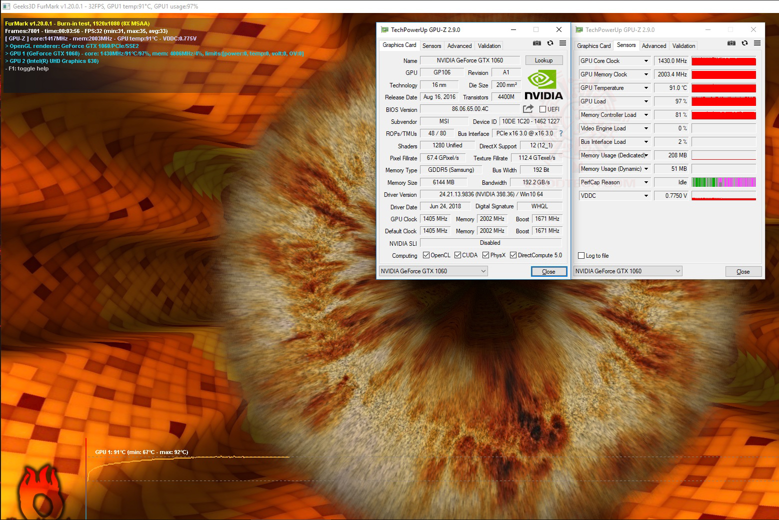 furmark MSI GS65 Stealth Thin 8RE Review