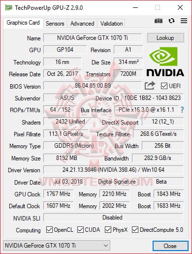 gpuoc gpuoc ASUS GeForce GTX 1070 Ti CERBERUS Review