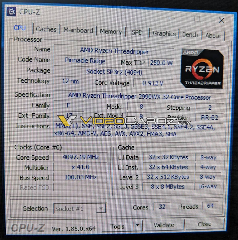 amd-ryzen-threadripper-2990wx-cpu-z-1000x1010 amd ryzen threadripper 2990wx cpu z 1000x1010 หลุดมาเต็มๆหน้า CPU Z ซีพียู AMD Ryzen Threadripper 2990WX กับความแรง 4.1 GHz 32Cores 64Threads