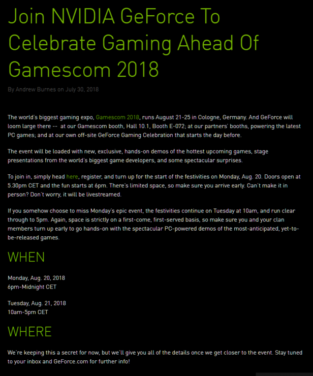 nvidia-geforce-11-gamescom-2018-616x740 nvidia geforce 11 gamescom 2018 616x740 ลืออีกรอบ!! NVIDIA อาจเปิดตัว GTX 11/20 ซีรี่ย์ในงาน Gamecom2018 GeForce Gaming Celebration วันที่ 20สิงหาคมที่จะถึงนี้