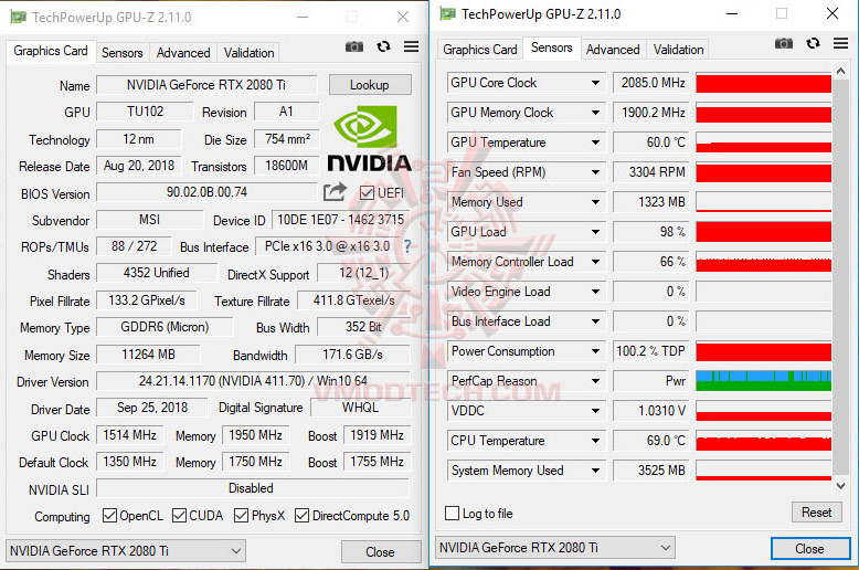gpuz oc MSI GeForce RTX 2080 Ti GAMING X TRIO Review