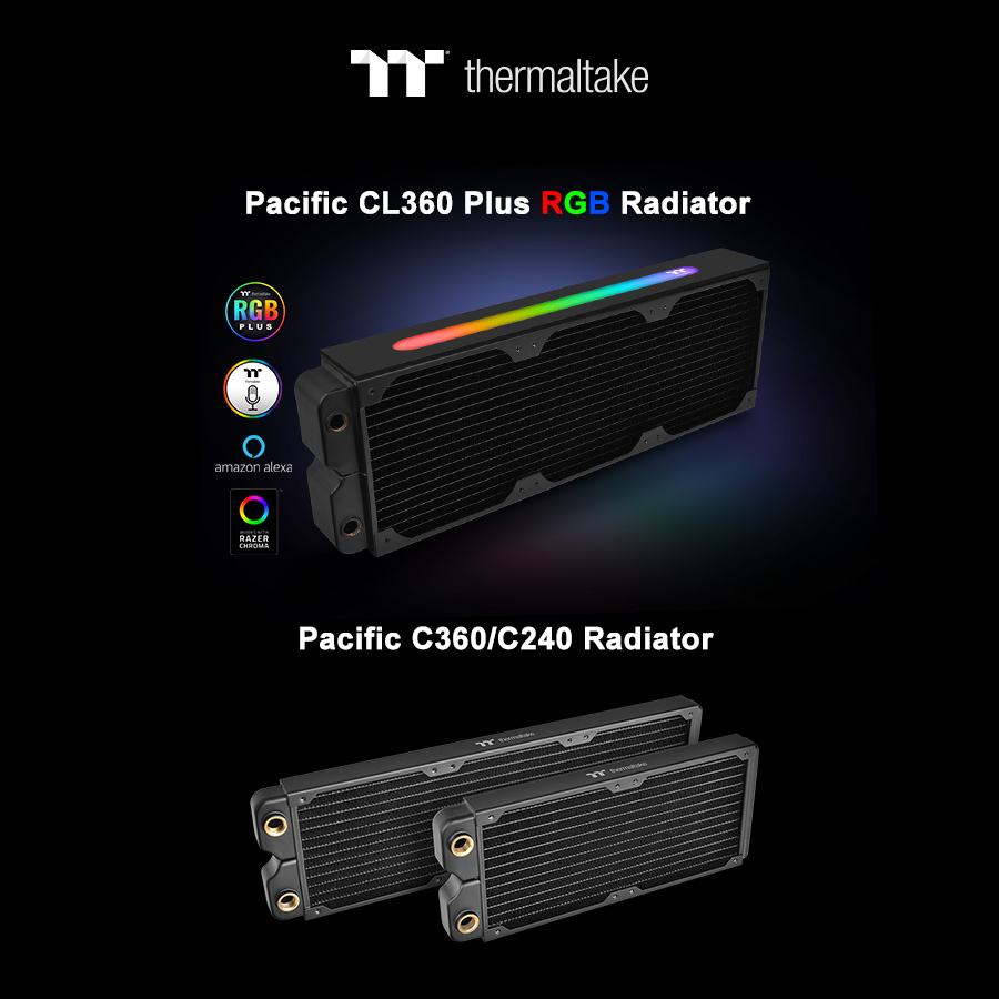 thermaltake releases pacific c and cl plus rgb copper radiators series 2 Thermaltake เปิดตัวหม้อน้ำ RGB ในรุ่น Pacific C360   C240 และ Pacific CL360 Plus RGB Radiator รุ่นใหม่ล่าสุดปรับแสงไฟได้มากถึง 16.8ล้านสีมีโหมดควบคุมได้แบบจัดเต็ม