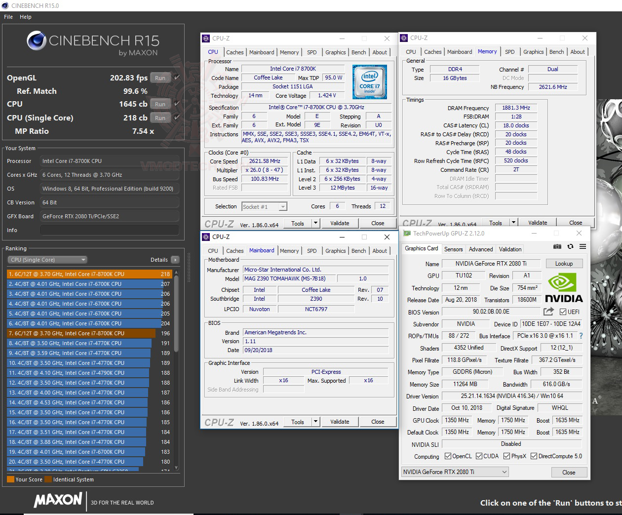 c15 oc MSI MAG Z390 TOMAHAWK & Intel Core i7 8700K REVIEW