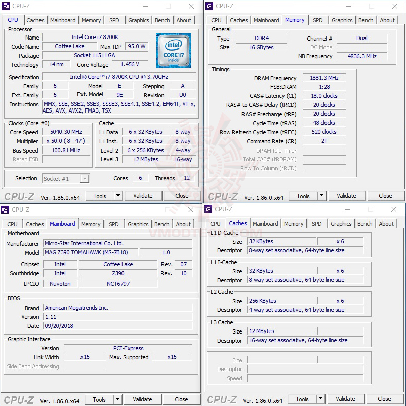 cpuid oc MSI MAG Z390 TOMAHAWK & Intel Core i7 8700K REVIEW
