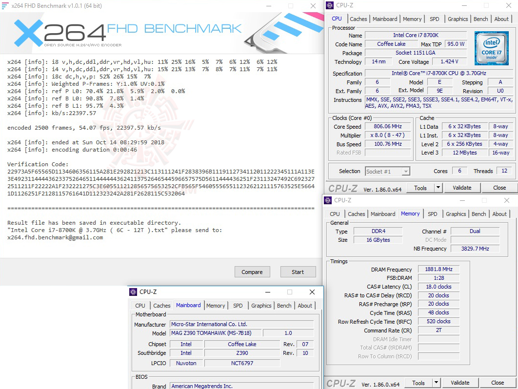 x264 oc1 MSI MAG Z390 TOMAHAWK & Intel Core i7 8700K REVIEW