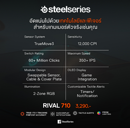 pastedimage1 SteelSeries RIVAL 710 ขีดสุดของเกมมิ่งเมาส์นวัตกรรมเม้าส์ทีไม่สิ้นสุดเพื่อฮาร์ดคอเกมเมอร์ตัวจริงเช่นคุณ