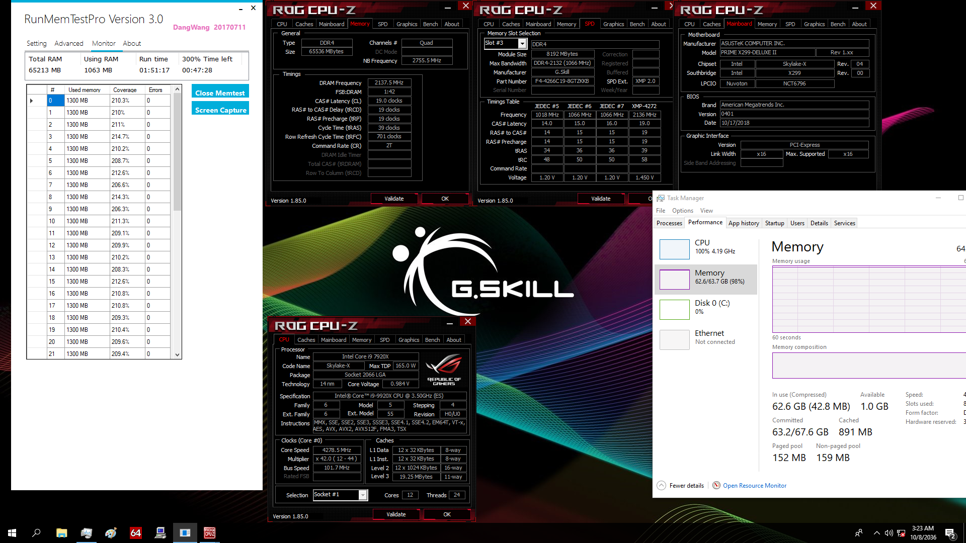03 tz 64gb 4266 G.SKILL เปิดตัวแรม Trident Z RGB DDR4 4266 64GB (8x8GB) และ Trident Z RGB DDR4 4000 128GB (8x16GB) รุ่นใหม่ล่าสุดที่ใช้งานกับแพลตฟอร์มซีพียู Intel Core X series 