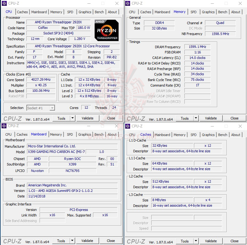 cpuid AMD RYZEN THREADRIPPER 2920X PROCESSOR REVIEW
