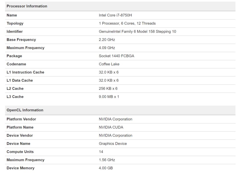 nvidia graphics device rtx 2050 geekbench 1000x726 เผยข้อมูลที่คาดว่าน่าจะเป็น NVIDIA GeForce GTX 2050 หรือ GTX 1150(Ti) มาพร้อมคูด้าคอร์ 896 CUDA cores  