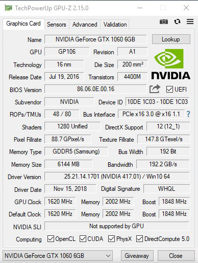 gpuz ASUS ROG MAXIMUS XI GENE REVIEW