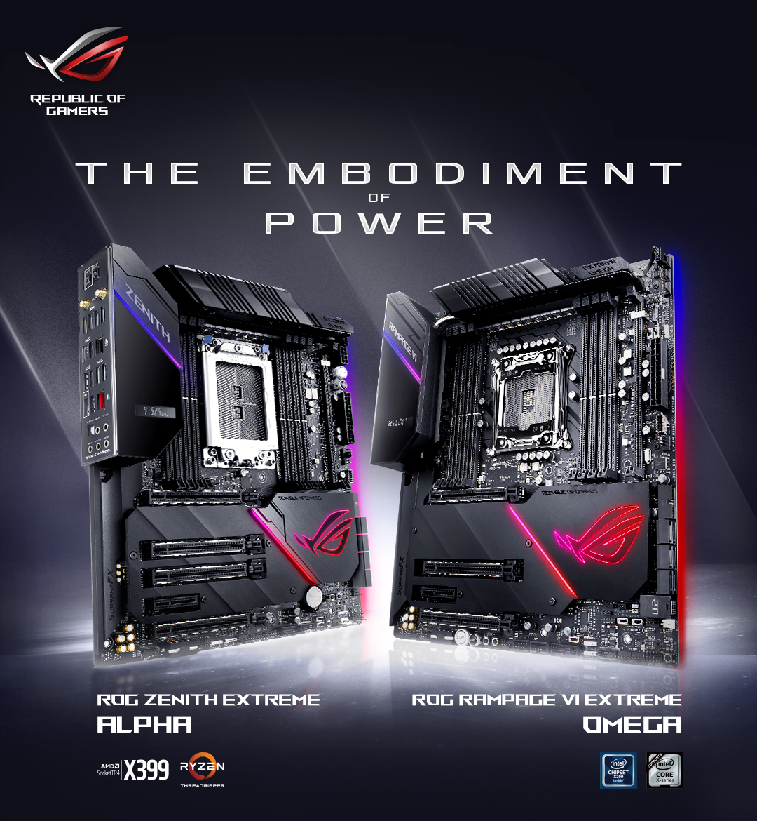 1 ASUS ROG เปิดตัวเมนบอร์ดรุ่นใหญ่จากทาง AMD และ Intel ในรุ่น Zenith Extreme Alpha และ Rampage VI Extreme Omega