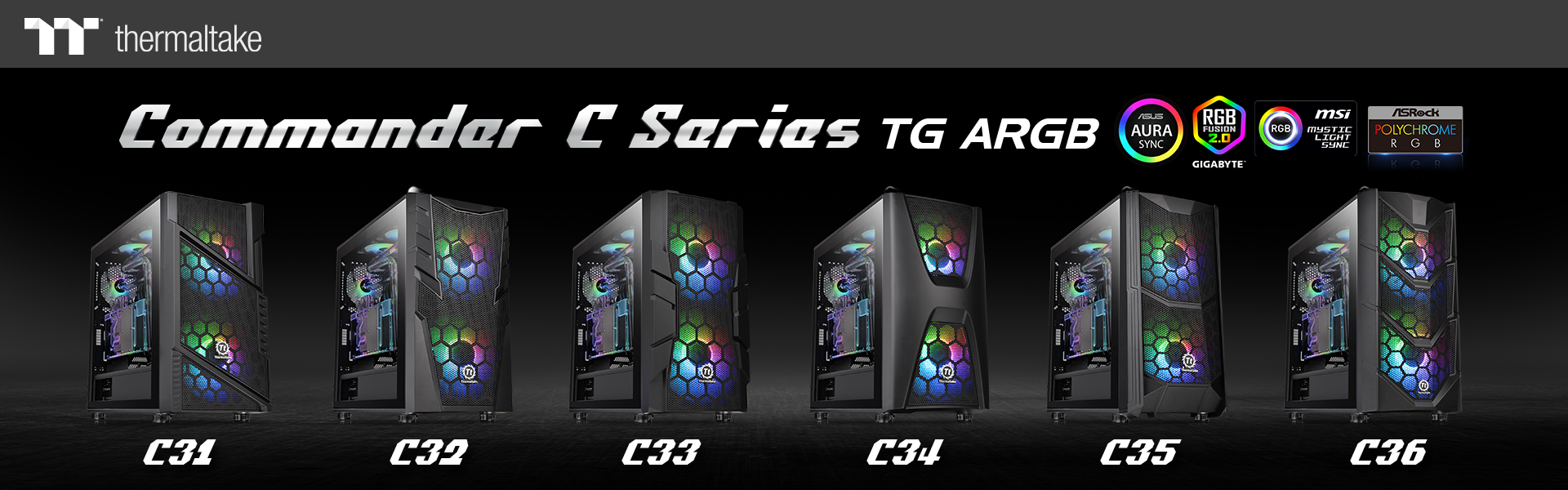 thermaltake new commander c series  2 Thermaltake เปิดตัวเคสรุ่นใหม่ล่าสุด Commander C Series TG ARGB มากถึง 6รุ่น พร้อมกระจกนิรภัย Tempered Glass และพัดลม Dual 200mm ARGB Fans แบบจัดเต็ม 