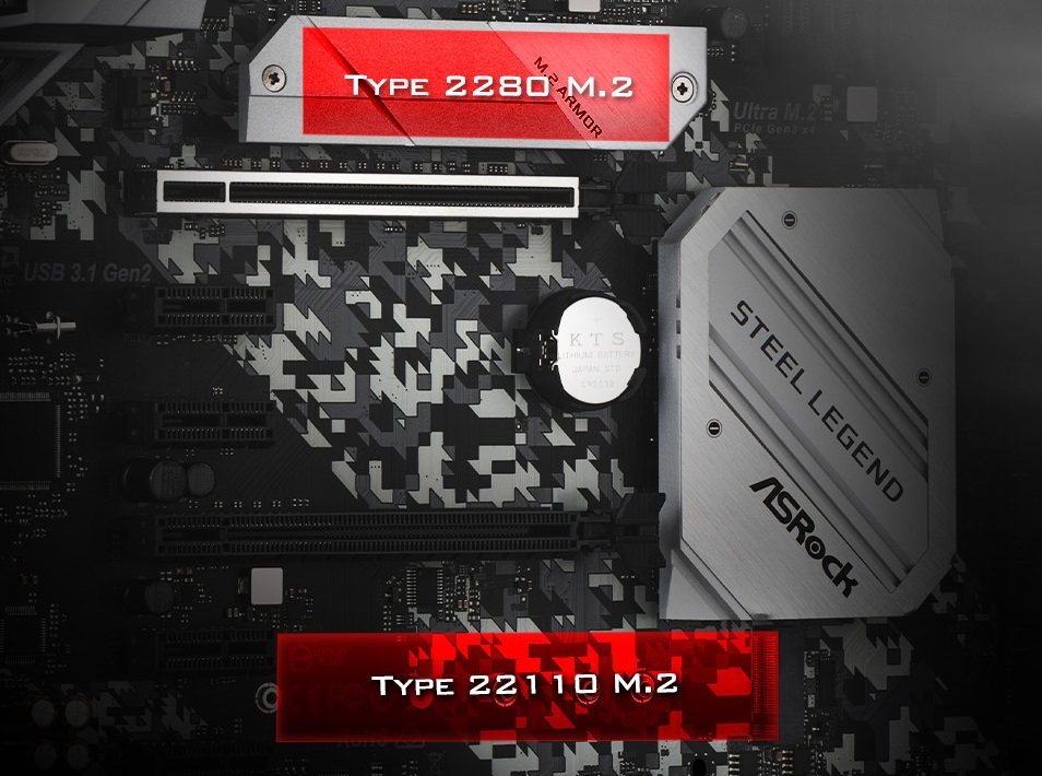 asrock-b450-steel-legend-dualm2-ssd asrock b450 steel legend dualm2 ssd ASRock B450 Steel Legend เมนบอร์ดปรับแต่งได้ ไลฟ์สไตล์คอเกมและนัก OC