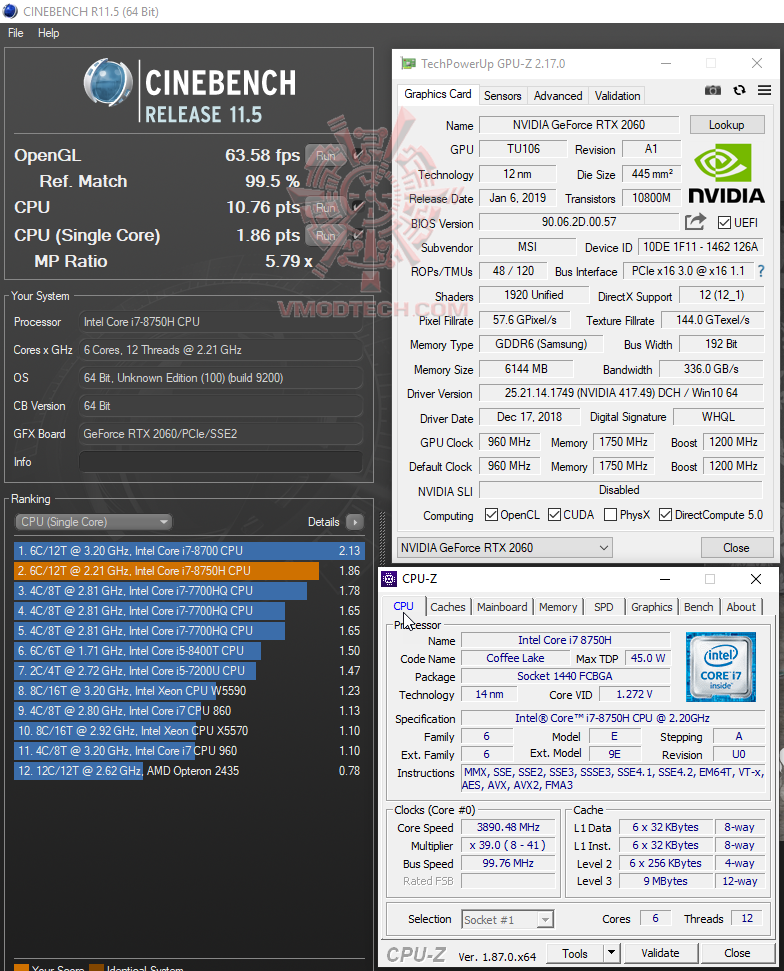 cbr11 cbr11 MSI GL63 8SE with Nvidia RTX 2060 Review