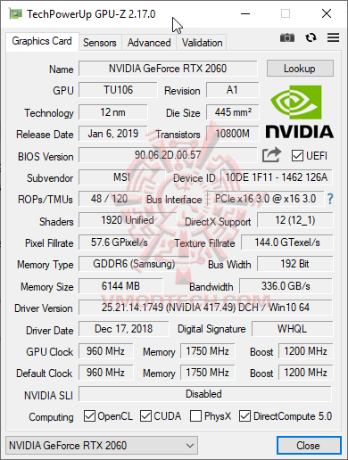 gpuz gpuz MSI GL63 8SE with Nvidia RTX 2060 Review