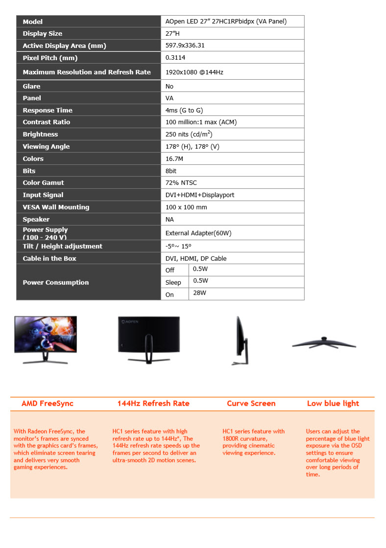 2019 03 10 21 23 08 AOPEN LED 27” HC1 Series 27HC1RPbidpx Curve Screen GAMING MONITOR 144Hz Review