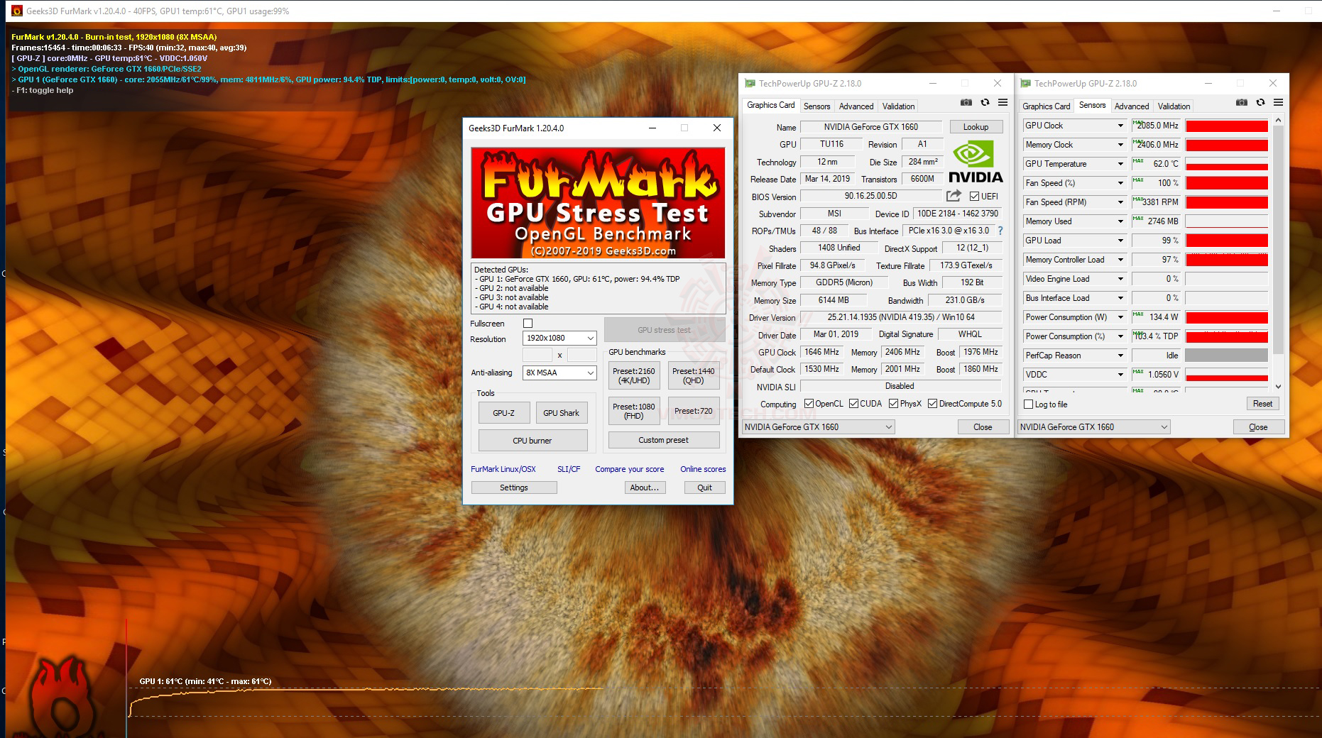 fm oc MSI GEFORCE GTX 1660 GAMING X 6G & Intel Core i9 9900K REVIEW