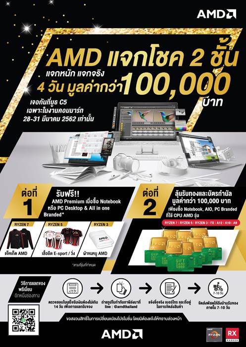 thumbnail image003 AMD ส่งโปรแรงรับต้นปี แจกโชค 2 ชั้น ตั้งแต่วันที่ 28 31 มี.ค. 2562 ที่งานคอมมาร์ทเท่านั้น‼