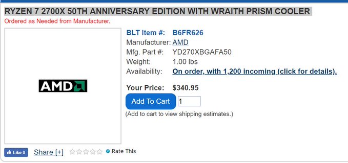 d4oy4eww0aaber2 AMD อาจจะเปิดตัวซีพียู AMD Ryzen 7 2700X 50th Anniversary Edition รุ่นพิเศษทิ้งท้ายก่อนขยับไป Ryzen 3000ซีรี่ย์ 