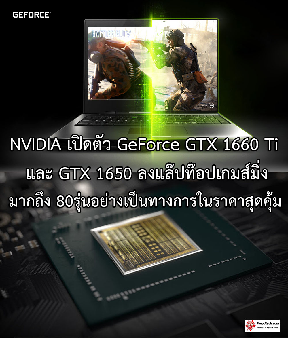 NVIDIA เปิดตัว GeForce GTX 1660 Ti และ GTX 1650 ลงแล๊ปท๊อปเกมส์มิ่งมากถึง 80รุ่นอย่างเป็นทางการในราคาสุดคุ้ม 