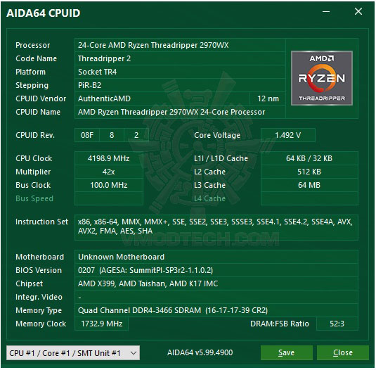 aida64 AMD RYZEN THREADRIPPER 2970WX PROCESSOR REVIEW