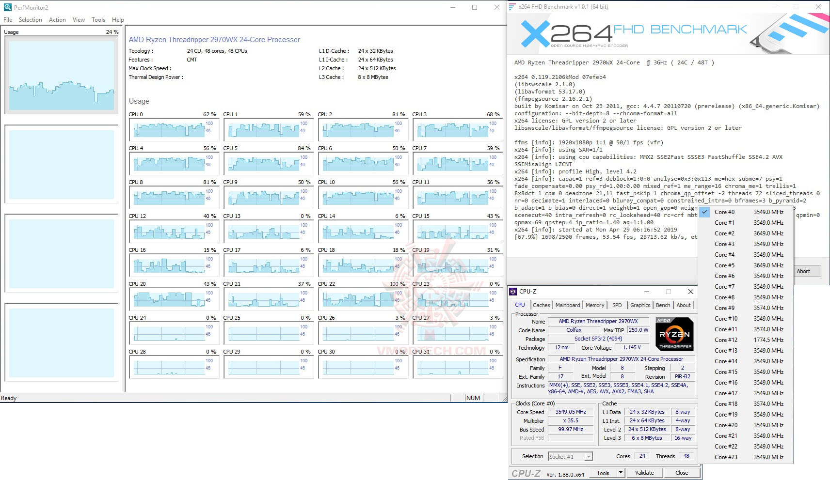 x264 x AMD RYZEN THREADRIPPER 2970WX PROCESSOR REVIEW