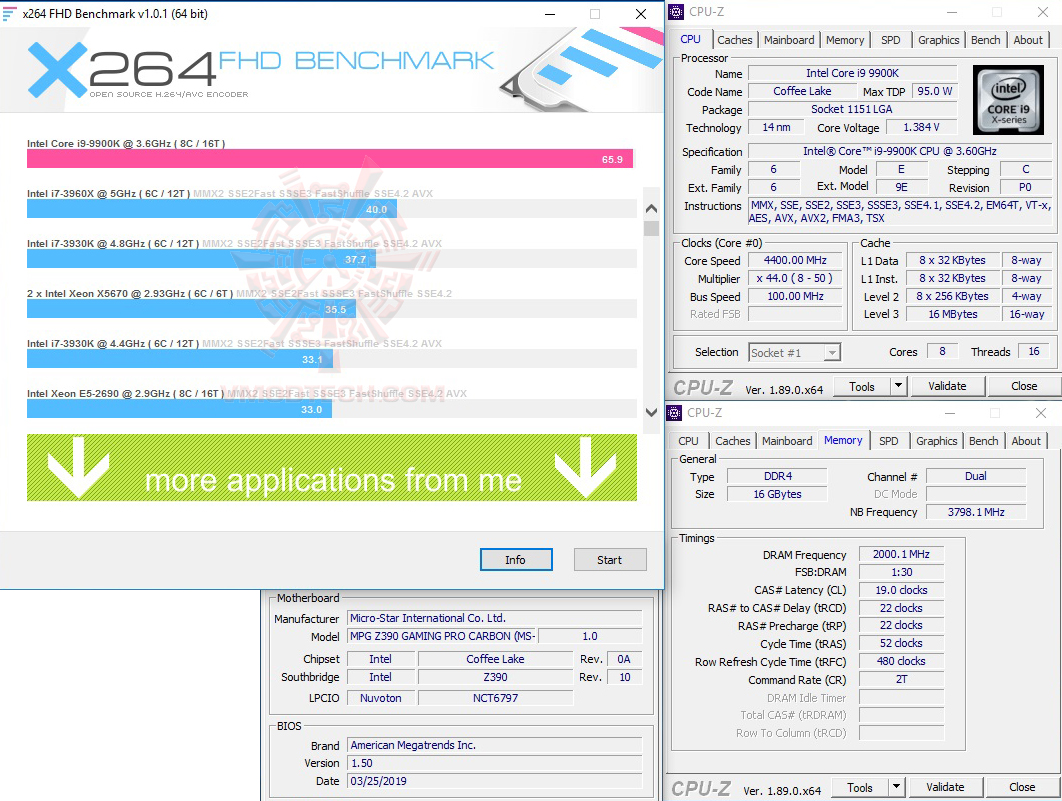 x264 MSI MPG Z390 GAMING PRO CARBON REVIEW