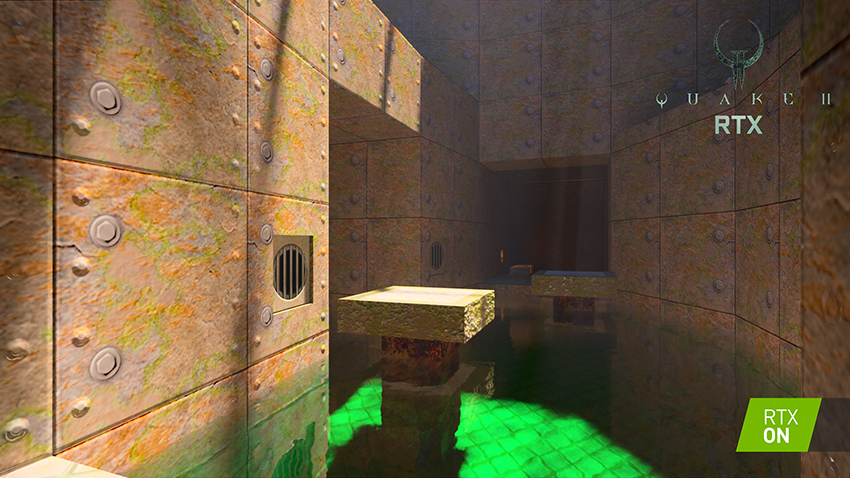 quake ii rtx rtx on screenshot 002 850px ดักแก่ NVIDIA แจกเกมส์ QUAKE II RTX ฟรี!!! พร้อมใส่ระบบ Ray Tracing เพิ่มแสงเงาสภาพแวดล้อมอย่างอลังการ 