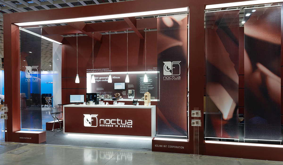 computex 2019 booth Noctua โชว์ผลิตภัณฑ์มากมายที่เป็นรุ่นต้นแบบที่กำลังจะเปิดตัวเร็วๆนี้รวมทั้งซีพียูคูลเลอร์รุ่นใหม่ Dual Tower ขนาด 140ม.ม. ในงาน Computex2019 