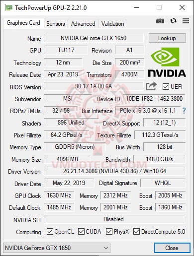 gpuoc gpuoc MSI GeForce GTX 1650 GAMING X 4G Review