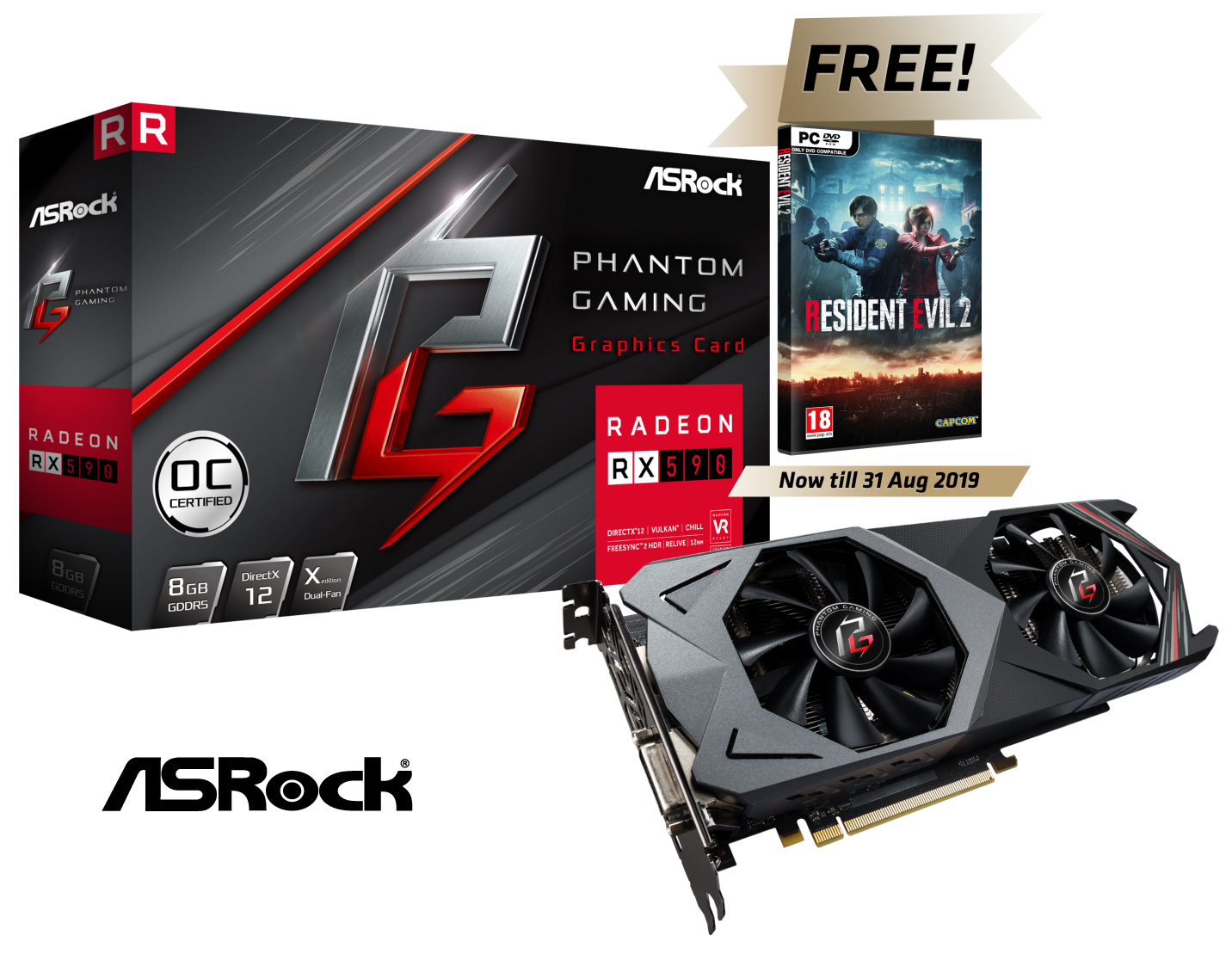 phantom gaming x radeon rx590 8g oc residentevil 01 ASRock จัดโปรฯเด็ดเพื่อคอเกม ช้อปการ์ดจอ AMD รับฟรี! เกม Resident Evil 2
