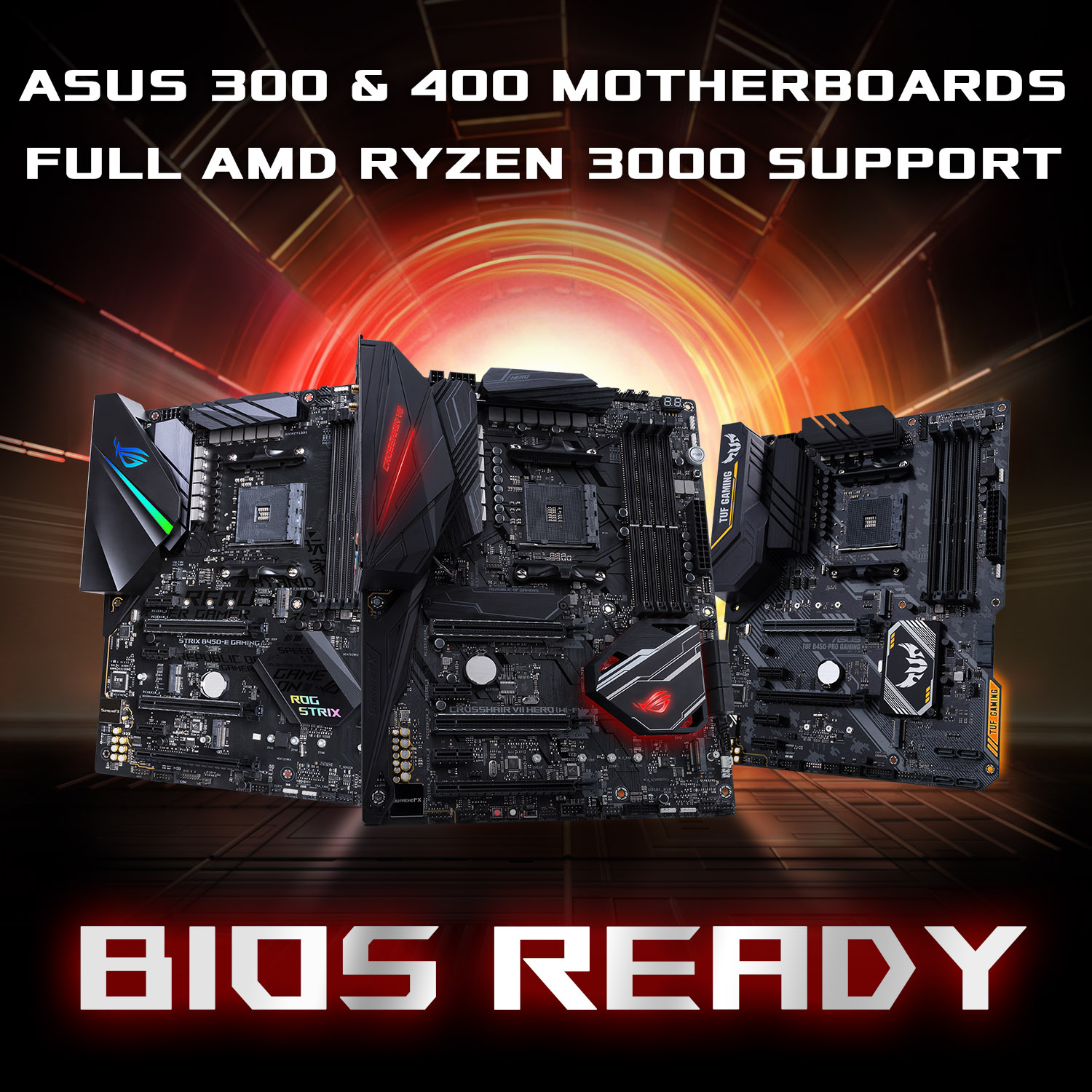 เมนบอร์ด ASUS AM4 ซีรีย์ 300 และ 400 พร้อมรองรับซีพียู AMD Ryzen 3000 เป็นที่เรียบร้อยแล้ว