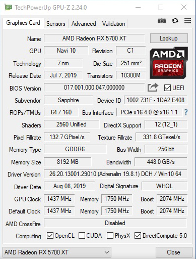 gpu z OCPC X3TREME AURA RGB DDR4 3200Mhz CL20 25 25 34 16GB 8*2 REVIEW