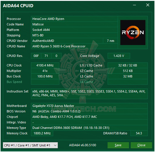 aida64 AMD RYZEN 5 3600 PROCESSOR REVIEW 