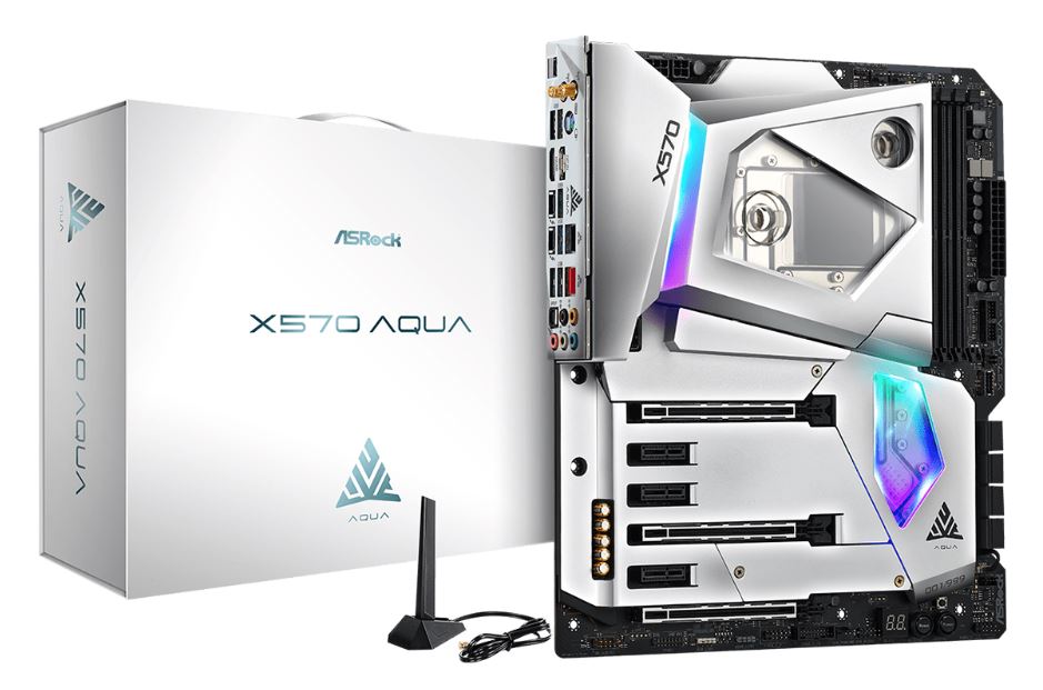 asrock x570 aqua 1 ASRock X570 AQUA เมนบอร์ดพร้อมชุดระบายความร้อนด้วยน้ำ เพื่อเกมเมอร์และนักโอเวอร์คล็อกบน AMD Ryzen 3000 series