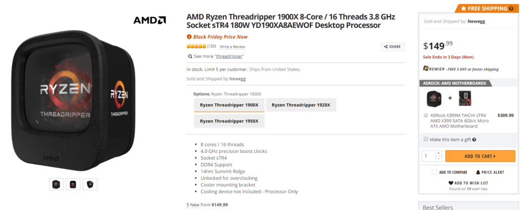 amd-ryzen-threadripper-1900x-8-core-64-pcie-lane-cpu-1030x4167 amd ryzen threadripper 1900x 8 core 64 pcie lane cpu 1030x4167 ซีพียู AMD Ryzen Threadripper รุ่นที่ 1 2 กำลังลดราคาเพราะการมาของซีพียู AMD Ryzen Threadripper 3000
