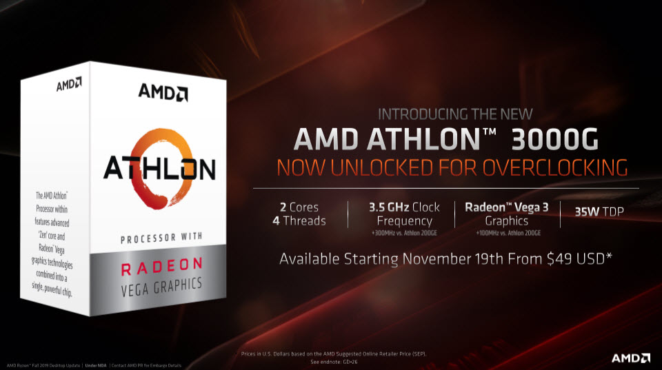 AMD เปิดตัวโปรเซสเซอร์ AMD Athlon 3000G รุ่นใหม่ล่าสุดสำหรับผู้ใช้คอมพิวเตอร์ทั่วไป ในราคาเพียง 1,790 บาทเท่านั้น AMD เปิดตัวโปรเซสเซอร์ AMD Athlon 3000G รุ่นใหม่ล่าสุดสำหรับผู้ใช้คอมพิวเตอร์ทั่วไป ในราคาเพียง 1,790 บาทเท่านั้น