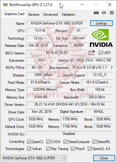 gpude MSI Geforce GTX 1660 Super GAMING X Review