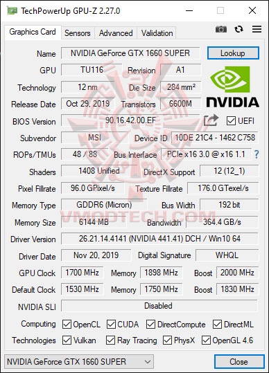 gpuoc MSI Geforce GTX 1660 Super GAMING X Review