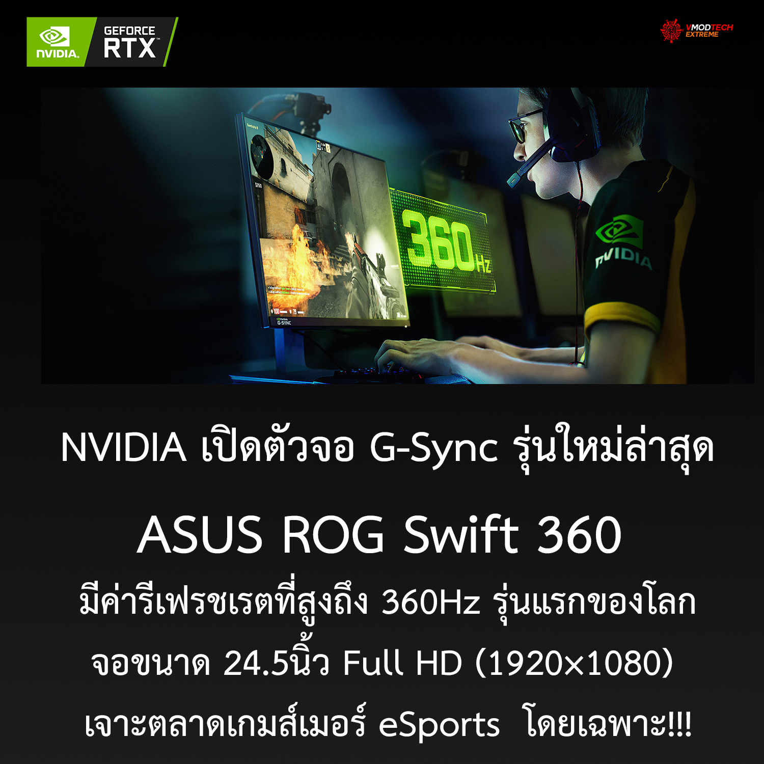 asus rog swift 3601 NVIDIA เปิดตัวจอ G Sync รุ่นใหม่ล่าสุด ASUS ROG Swift 360 ที่มีค่ารีเฟรชเรตที่สูงถึง 360Hz รุ่นแรกของโลก 