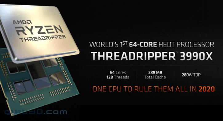 untitled 1 AMD เปิดตัวซีพียู AMD Ryzen Threadripper 3990X 64C/128T ความเร็ว 4.3 GHz Turbo วางจำหน่ายในราคา 3990 USD หรือประมาณ 119,700บาทไทย  