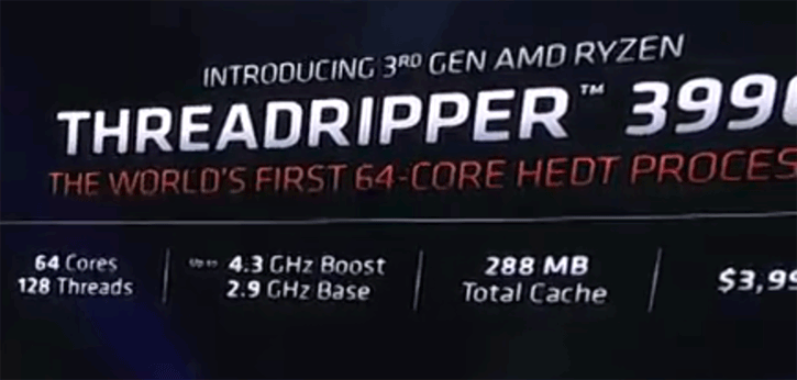 untitled 12 AMD เปิดตัวซีพียู AMD Ryzen Threadripper 3990X 64C/128T ความเร็ว 4.3 GHz Turbo วางจำหน่ายในราคา 3990 USD หรือประมาณ 119,700บาทไทย  