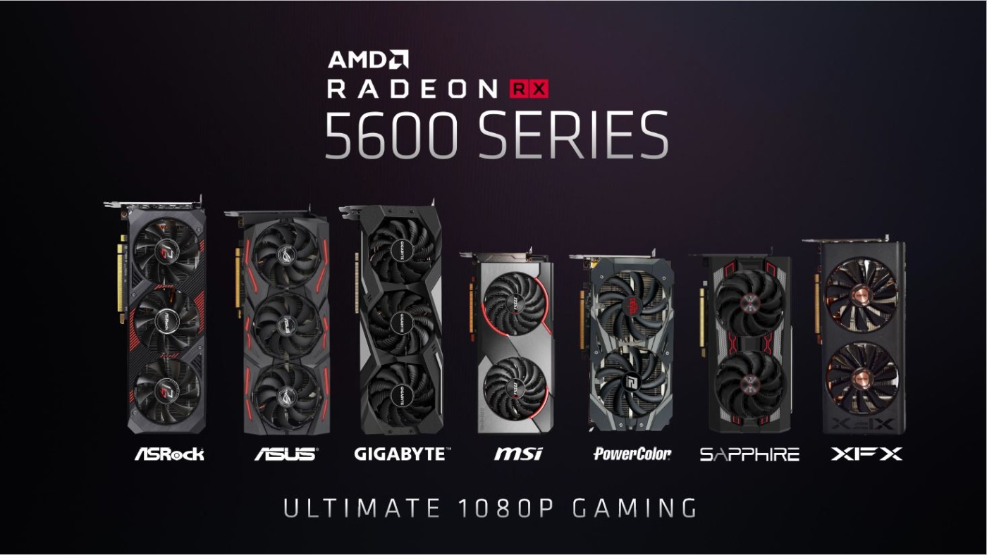 5600 lineup AMD เปิดตัวกราฟิกการ์ดใหม่ 4 รุ่นสำหรับคอมพิวเตอร์เดสก์ท็อป และแล็ปท็อป ในชื่อตระกูล AMD Radeon™ RX 5600 Series ได้แก่ AMD Radeon RX 5600XT , RX 5600 , RX 5600M และ RX 5700M