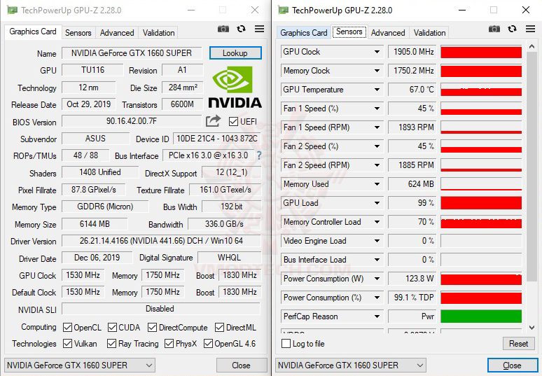 gpuz ASUS TUF Gaming GeForce GTX 1660 SUPER OC Edition 6GB GDDR6 Review