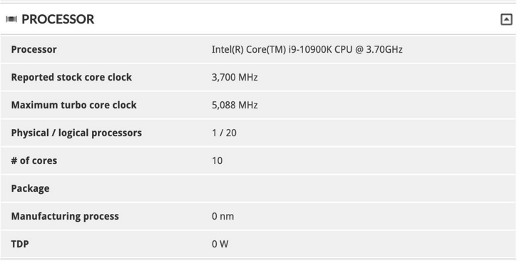 erw หลุด!! สเปก Intel Core i9 10900K จำนวนคอร์ 10C/20T ความเร็ว 5.1 GHz อัตราการบริโภคไฟ 125W TDP 