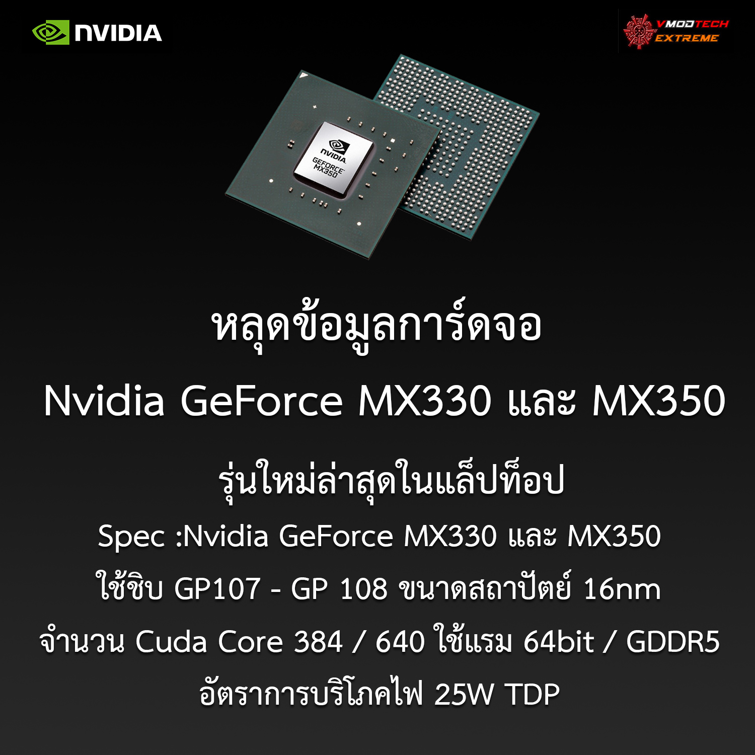 หลุดข้อมูลการ์ดจอ Nvidia GeForce MX330 และ MX350 รุ่นใหม่ล่าสุดในแล็ปท็อป