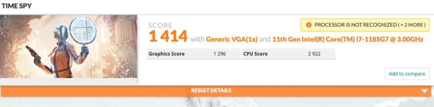 11th gen intelr coretm i7 1185g7 300ghz 850x211 ลือ!! พบข้อมูลซีพียู Intel 11th Gen ในรุ่น Core i7 1185G7 ปรากฏในโปรแกรมทดสอบ 3DMark อย่างไม่เป็นทางการ 