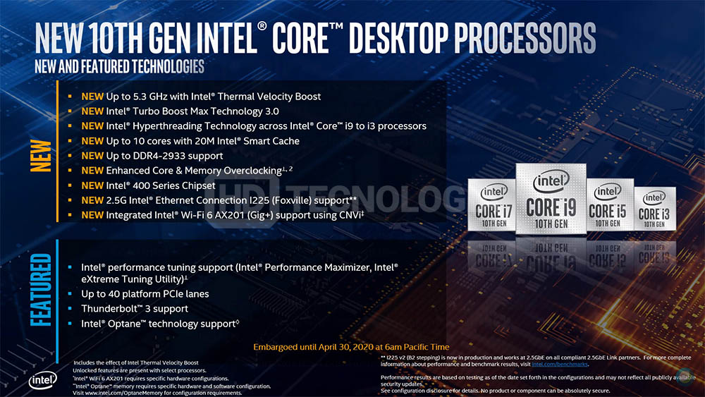 intel 10th gen core s series comet lake pricing specs 8 ลือ!! หลุดข้อมูลสเปคซีพียู Intel 10th Gen ทั้งหมดมากถึง 22 รุ่นในรหัส Comet Lake S อย่างไม่เป็นทางการ