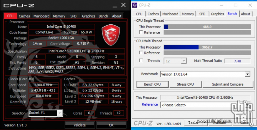 intel-core-i5-10400-cinebench-cpuz-17 intel core i5 10400 cinebench cpuz 17 หลุดผลทดสอบ Intel Core i5 10400 สถาปัตย์ Comet Lake S รุ่นใหม่ล่าสุดอย่างไม่เป็นทางการ ประสิทธิภาพแรงกว่าเดิม 41 45% กันเลยทีเดียว