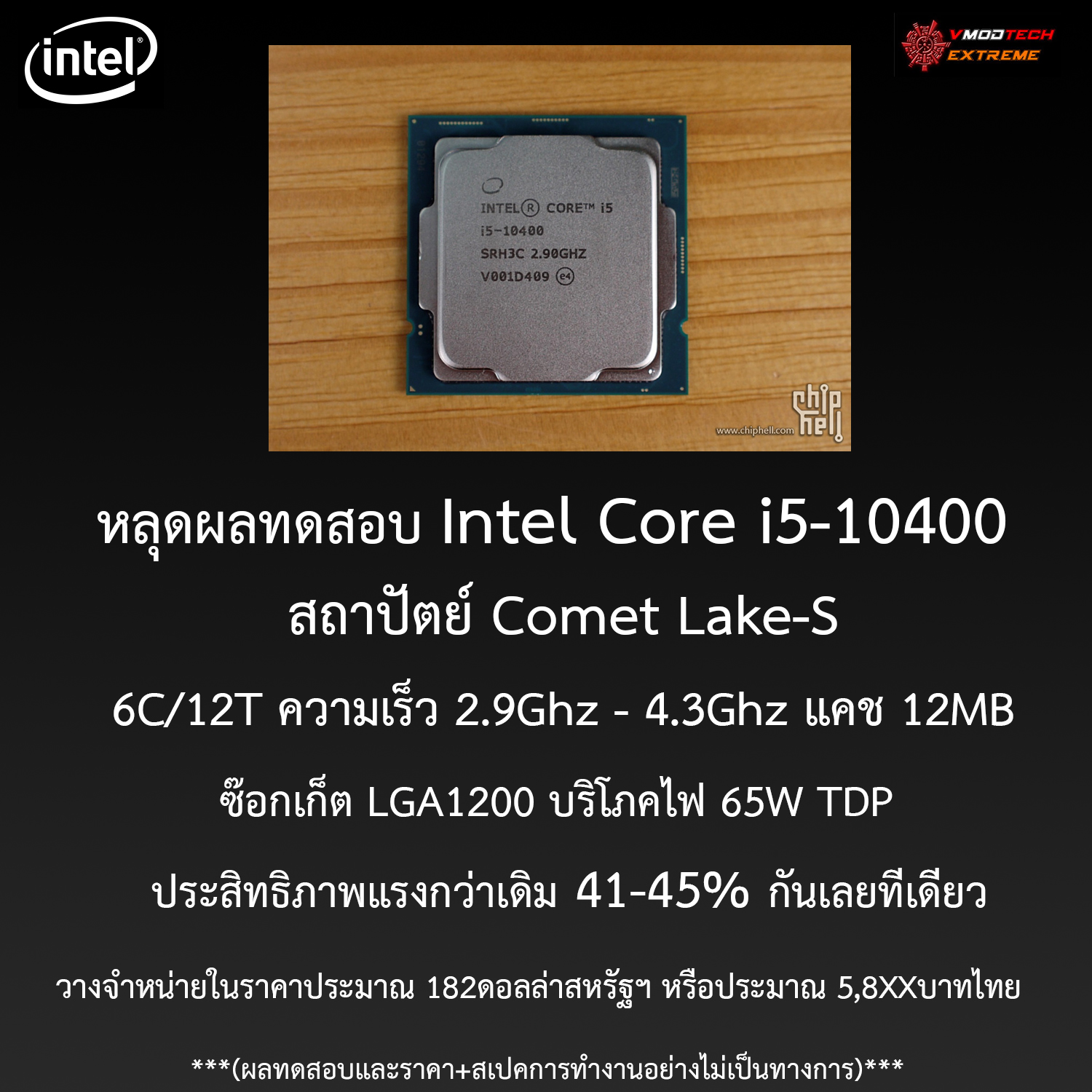 intel-core-i5-10400-spec-benchmark intel core i5 10400 spec benchmark หลุดผลทดสอบ Intel Core i5 10400 สถาปัตย์ Comet Lake S รุ่นใหม่ล่าสุดอย่างไม่เป็นทางการ ประสิทธิภาพแรงกว่าเดิม 41 45% กันเลยทีเดียว